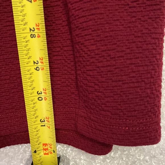 Mink Pink MP/C Textured V Mock Wrap Tie Belt Puff Sleeve Maroon Sheath Dress Sm - Picture 15 of 16